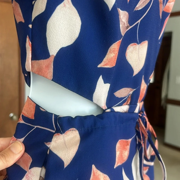 Blue Faith & Asher Romper | Side Cut Outs | Faux Wrap Skirt Sz Small - Picture 4 of 9